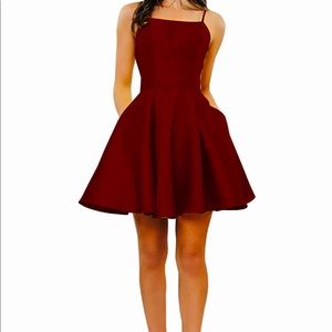 Women’s Red Back Lace Up Detail Dress